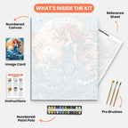 Aquarius Essence Paint by Numbers Kit – includes numbered canvas, paint pots, brushes, and instructions