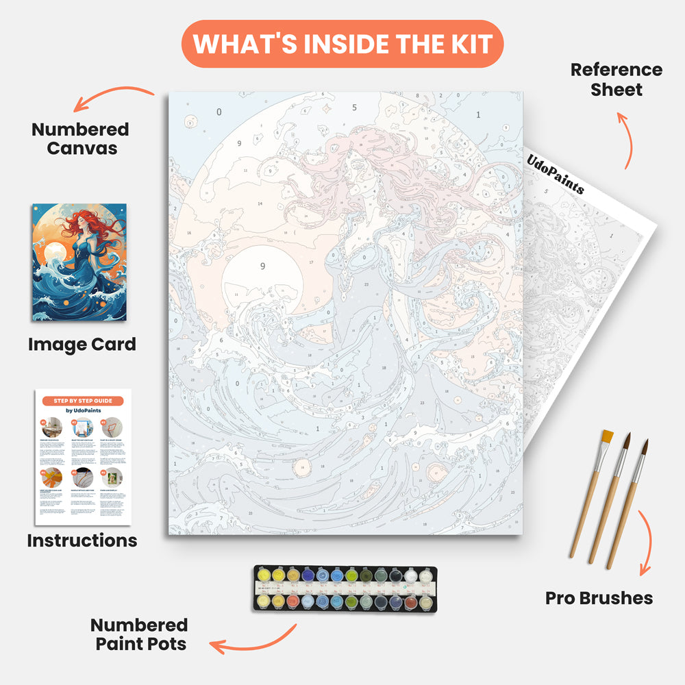 Aquarius Essence Paint by Numbers Kit – includes numbered canvas, paint pots, brushes, and instructions
