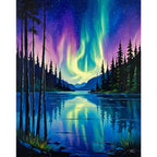 Aurora Lake Serenity Paint by Numbers Kit design preview showing the full artwork layout before painting