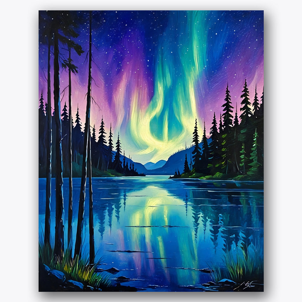 Aurora Lake Serenity Paint by Numbers Kit UdoPaints