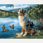 Aussie By Water Paint by Numbers Kit design preview showing the full artwork layout before painting