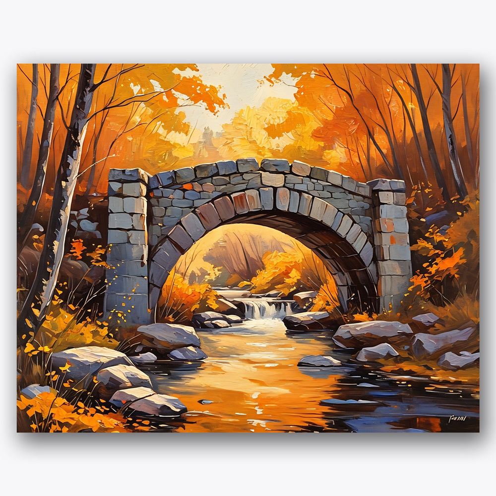 Autumn Bridge Serenity Paint by Numbers Kit UdoPaints