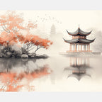 Autumn Lakeside Paint by Numbers Kit design preview showing the full artwork layout before painting