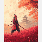 Autumn Samurai Paint by Numbers Kit design preview showing the full artwork layout before painting