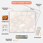 Autumn Slumber Paint by Numbers Kit – includes numbered canvas, paint pots, brushes, and instructions
