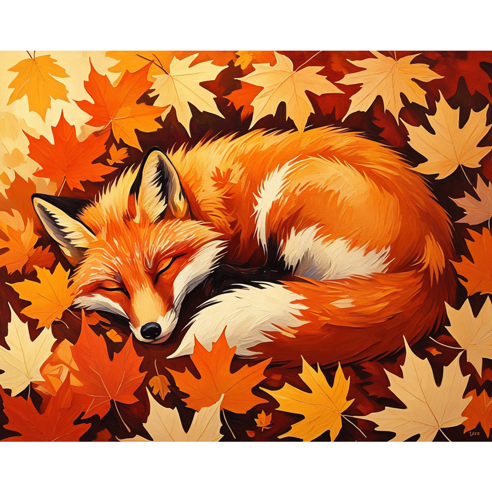Autumn Slumber Paint by Numbers Kit design preview showing the full artwork layout before painting