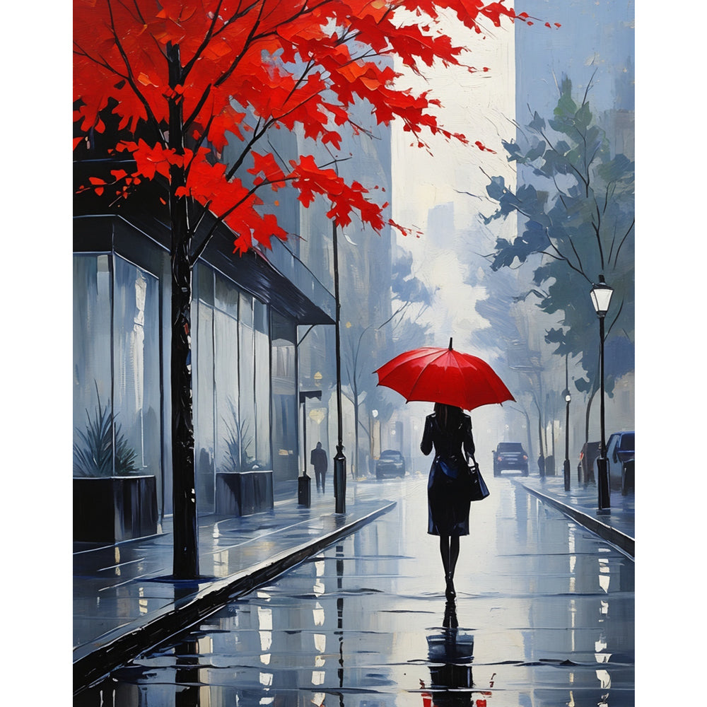 Autumn's Solitude Paint by Numbers Kit design preview showing the full artwork layout before painting