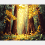 Autumnal Redwoods Retreat Paint by Numbers Kit design preview showing the full artwork layout before painting