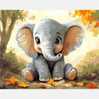 Baby Elephant Paint by Numbers Kit design preview showing the full artwork layout before painting