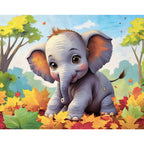 Baby Elephant Paint by Numbers Kit design preview showing the full artwork layout before painting