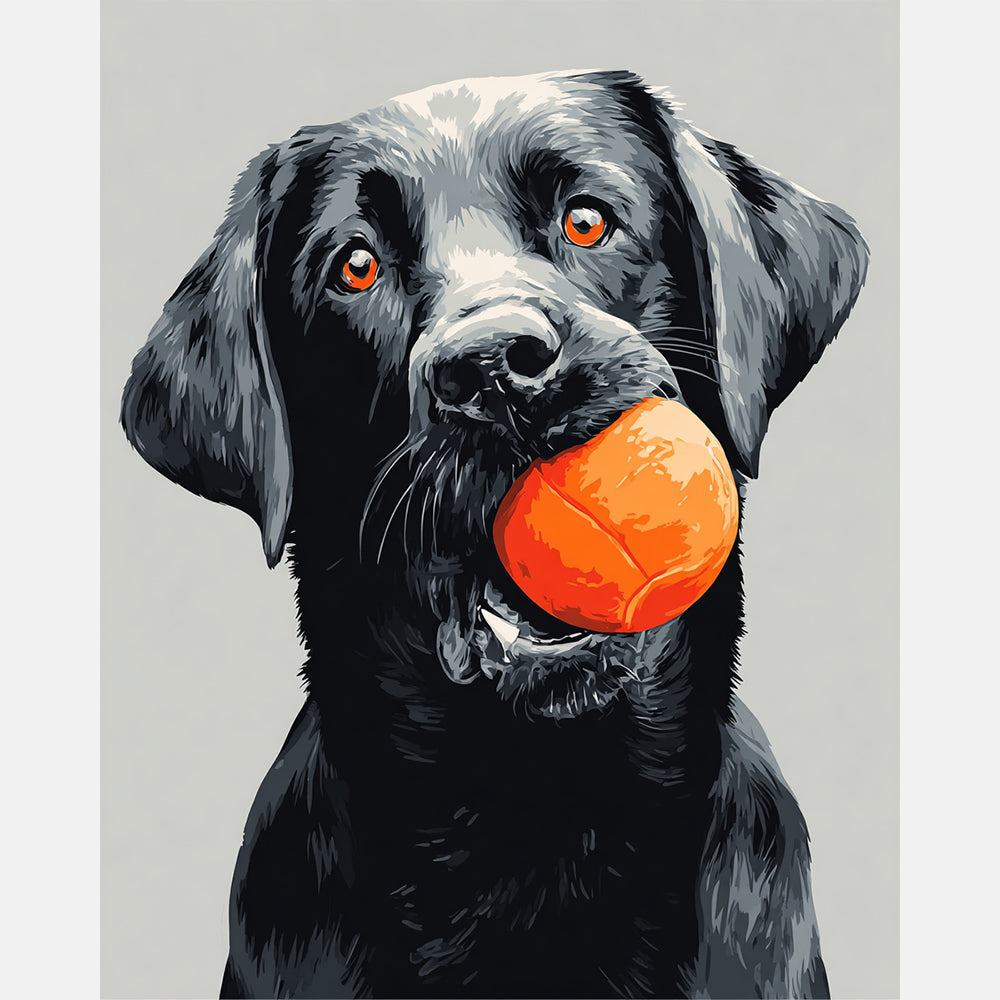 Ball Retriever Paint by Numbers Kit design preview showing the full artwork layout before painting