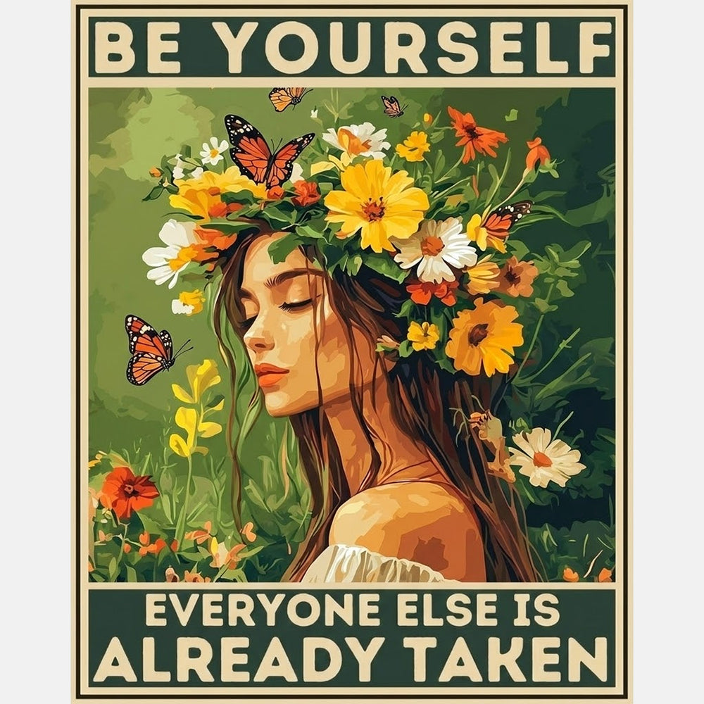 Be Yourself Paint by Numbers Kit design preview showing the full artwork layout before painting