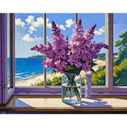 Beachside Blooms Paint by Numbers Kit design preview showing the full artwork layout before painting