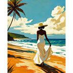 Beachside Stroll Paint by Numbers Kit design preview showing the full artwork layout before painting