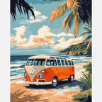 Beachside Trip Paint by Numbers Kit design preview showing the full artwork layout before painting