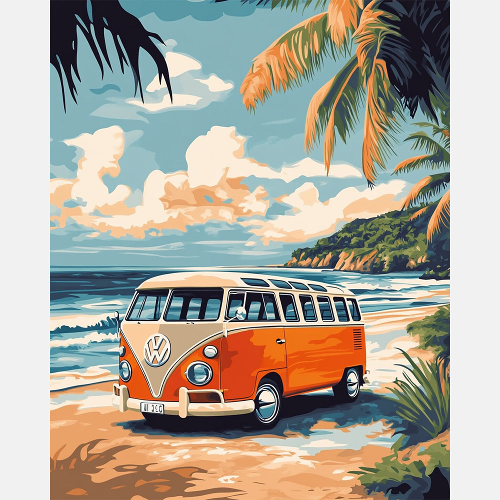 Beachside Trip Paint by Numbers Kit design preview showing the full artwork layout before painting