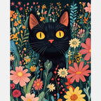 Black Cat Reverie Paint by Numbers Kit design preview showing the full artwork layout before painting