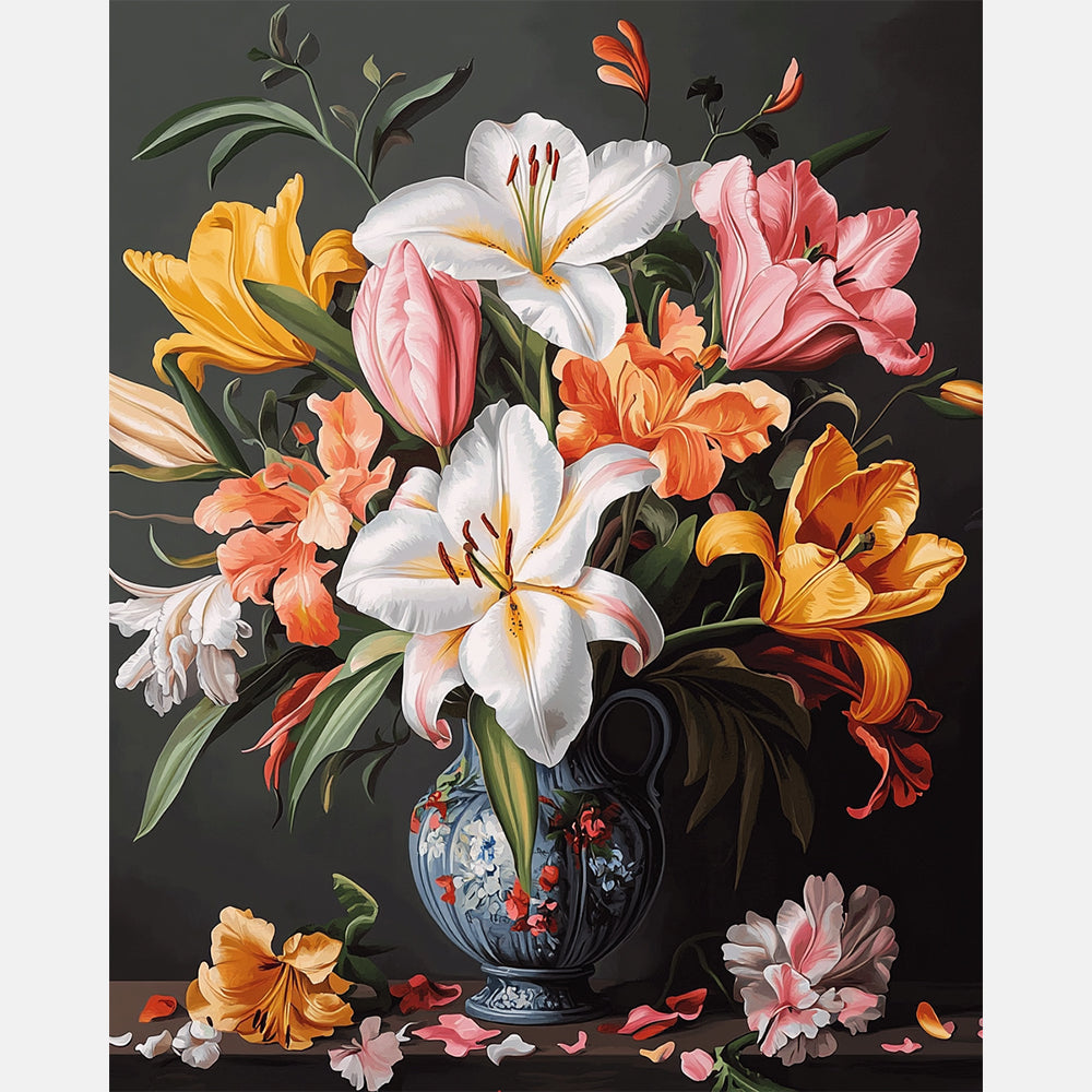 Blooming Vase Paint by Numbers Kit design preview showing the full artwork layout before painting