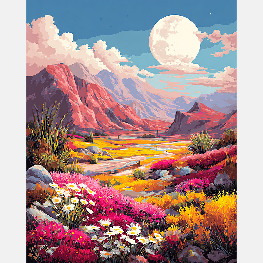 Blossom Canyon Paint by Numbers Kit design preview showing the full artwork layout before painting