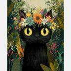 Blossom Cat Wreath Paint by Numbers Kit design preview showing the full artwork layout before painting
