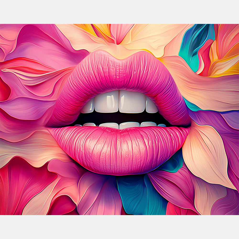 Blossom Lips Paint by Numbers Kit design preview showing the full artwork layout before painting