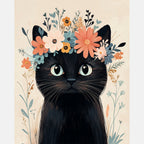 Blossom Topped Cat Paint by Numbers Kit design preview showing the full artwork layout before painting