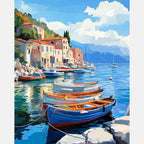 Blue Harbor Paint by Numbers Kit design preview showing the full artwork layout before painting