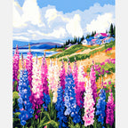 Bluffside Bloom View Paint by Numbers Kit design preview showing the full artwork layout before painting