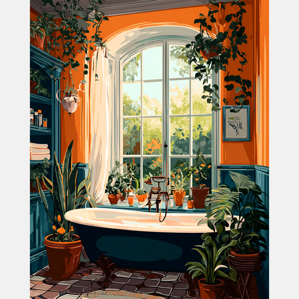 Botanical Bath Paint by Numbers Kit design preview showing the full artwork layout before painting