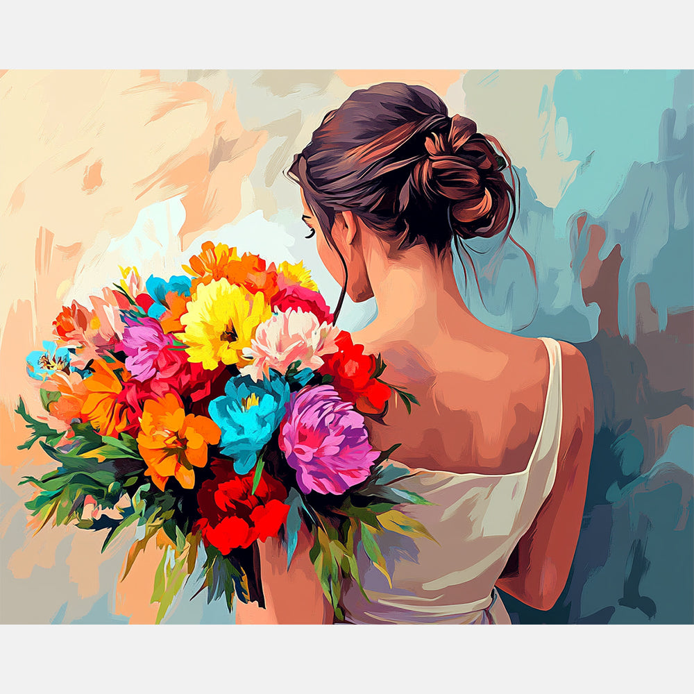 Bouquet Whisper Paint by Numbers Kit design preview showing the full artwork layout before painting