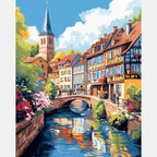 Bridgescape Reflection Paint by Numbers Kit design preview showing the full artwork layout before painting