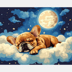Bulldog Moonlight Snooze Paint by Numbers Kit design preview showing the full artwork layout before painting