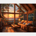 Cabin Repose Paint by Numbers Kit design preview showing the full artwork layout before painting