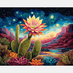 Cactus Blossom Paint by Numbers Kit design preview showing the full artwork layout before painting