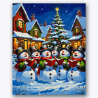 Caroling Snowmen Paint by Numbers Kit UdoPaints