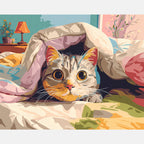 Cat Hideout Paint by Numbers Kit design preview showing the full artwork layout before painting
