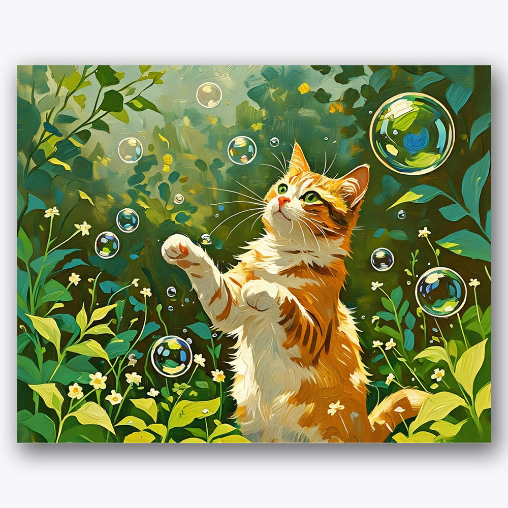 Cat and Bubbles Paint by Numbers Kit UdoPaints
