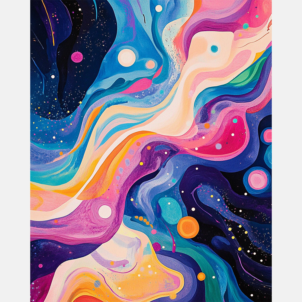 Celestial Swirls Paint by Numbers Kit design preview showing the full artwork layout before painting