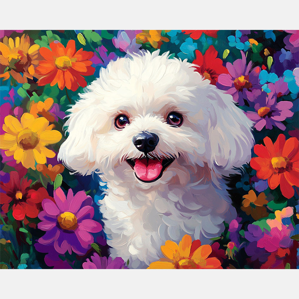 Cheerful Garden Paint by Numbers Kit design preview showing the full artwork layout before painting