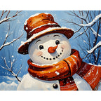 Cheerful Snowman Paint by Numbers Kit design preview showing the full artwork layout before painting