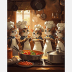 Chef S Companions Paint by Numbers Kit design preview showing the full artwork layout before painting