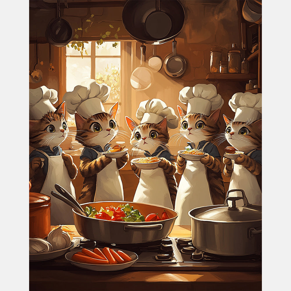 Chef S Companions Paint by Numbers Kit design preview showing the full artwork layout before painting