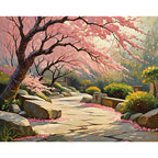 Cherry Blossom Retreat Paint by Numbers Kit design preview showing the full artwork layout before painting
