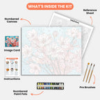 Cherry Blossom Serenity Paint by Numbers Kit – includes numbered canvas, paint pots, brushes, and instructions