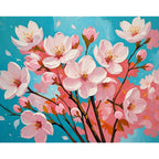 Cherry Blossom Serenity Paint by Numbers Kit design preview showing the full artwork layout before painting
