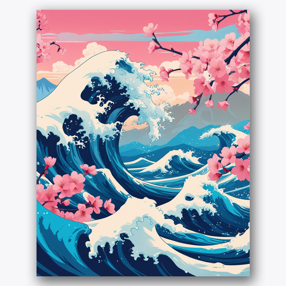 Cherry Blossom Waves Paint by Numbers Kit UdoPaints