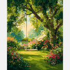Childhood Swing Paint by Numbers Kit design preview showing the full artwork layout before painting