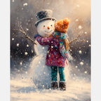 Childhood Winter Friend Paint by Numbers Kit design preview showing the full artwork layout before painting