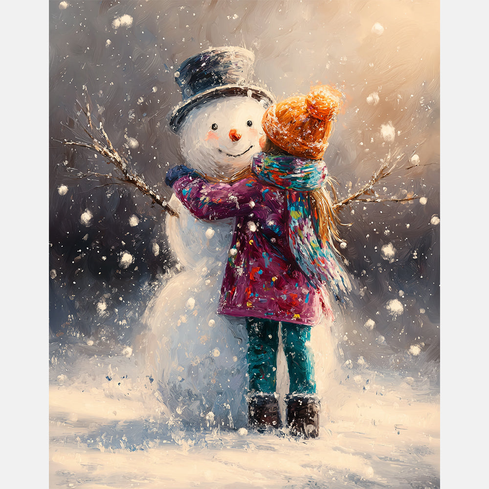 Childhood Winter Friend Paint by Numbers Kit design preview showing the full artwork layout before painting