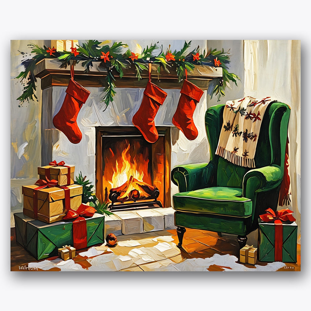 Christmas Hearth Paint by Numbers Kit UdoPaints
